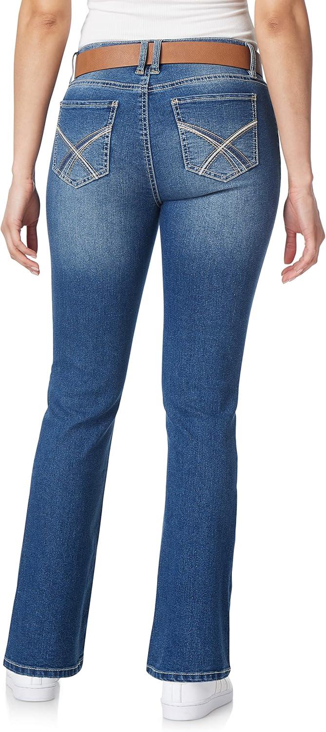 imageWallFlower Womens Legendary Slim Bootcut MidRise Belted Insta Stretch Juniors Jeans Standard and PlusEllery