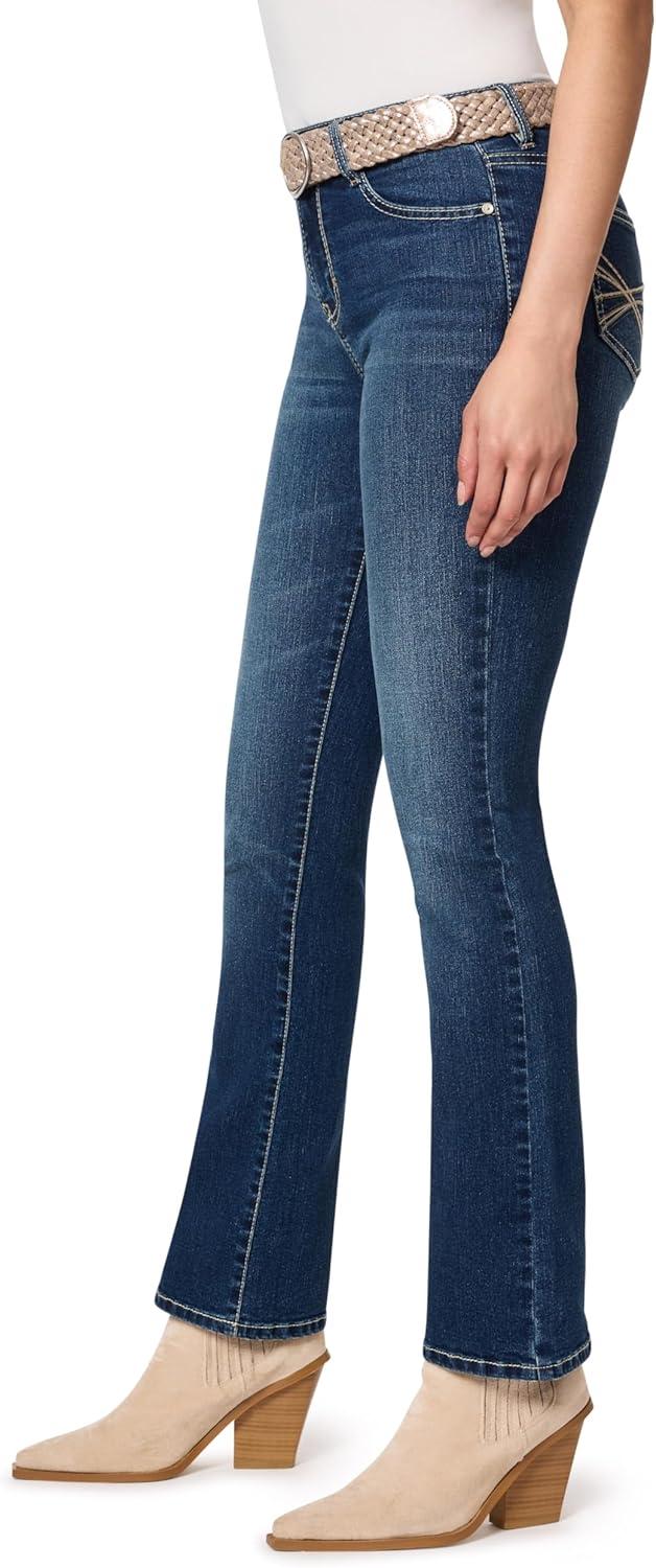 imageWallFlower Womens Legendary Slim Bootcut MidRise Belted Insta Stretch Juniors Jeans Standard and PlusGalena