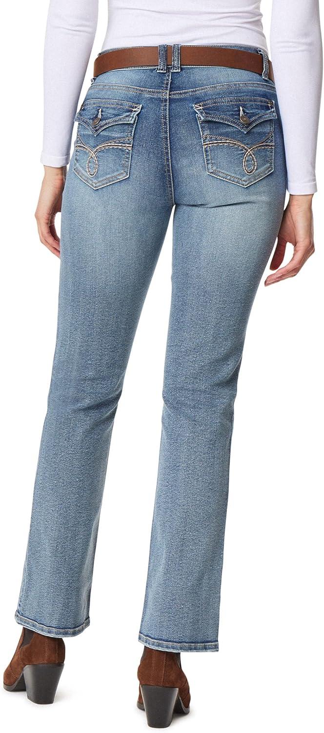 imageWallFlower Womens Legendary Slim Bootcut MidRise Belted Insta Stretch Juniors Jeans Standard and PlusIce