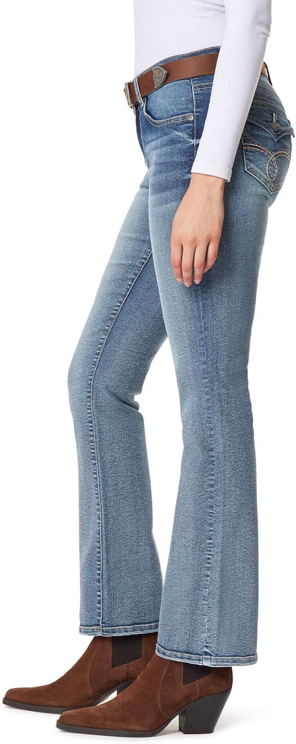 imageWallFlower Womens Legendary Slim Bootcut MidRise Belted Insta Stretch Juniors Jeans Standard and PlusIce