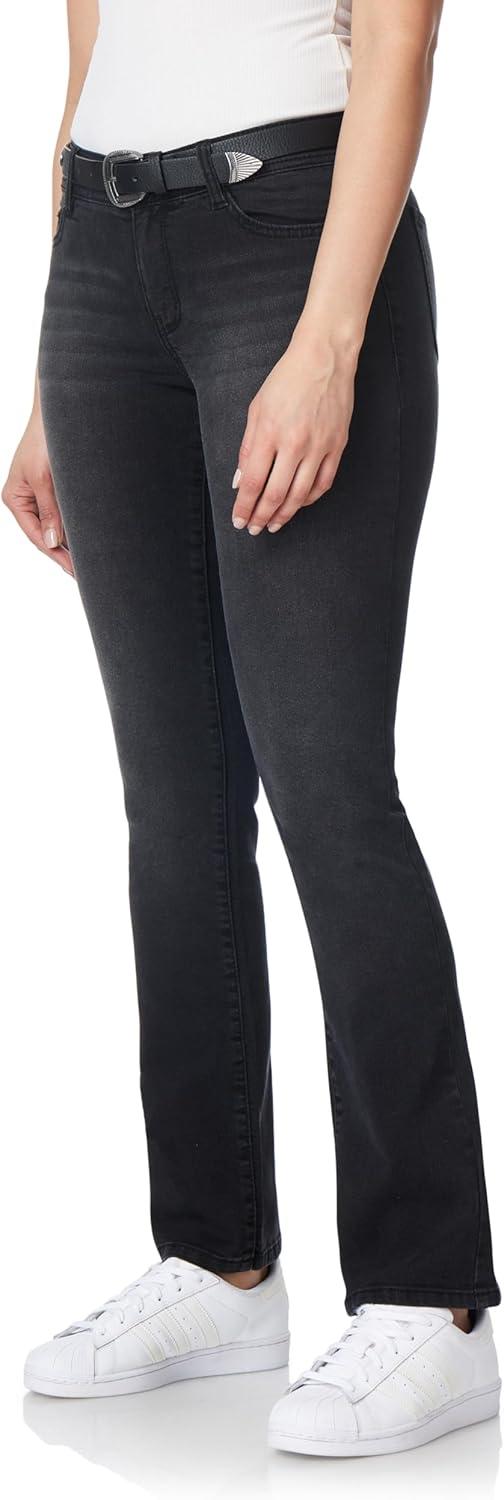 imageWallFlower Womens Legendary Slim Bootcut MidRise Belted Insta Stretch Juniors Jeans Standard and PlusMid Carbon