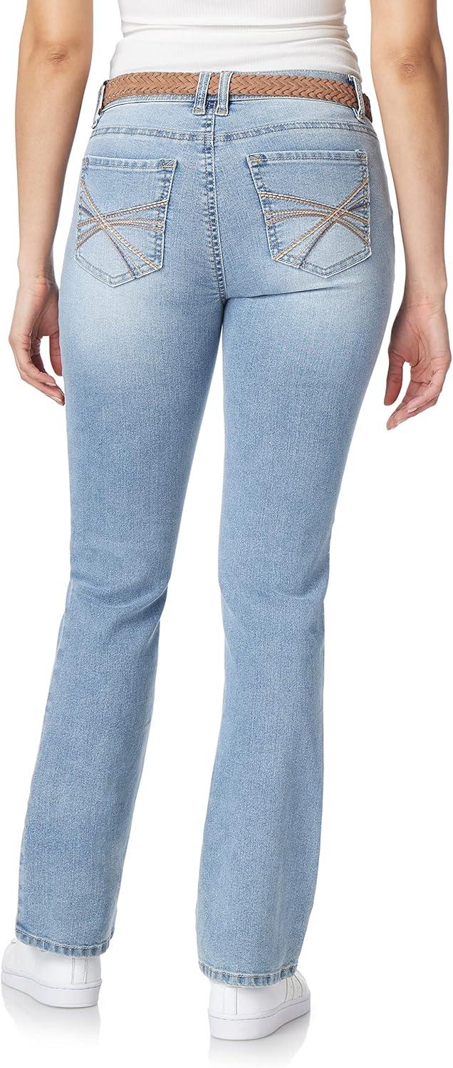imageWallFlower Womens Legendary Slim Bootcut MidRise Belted Insta Stretch Juniors Jeans Standard and PlusRowan