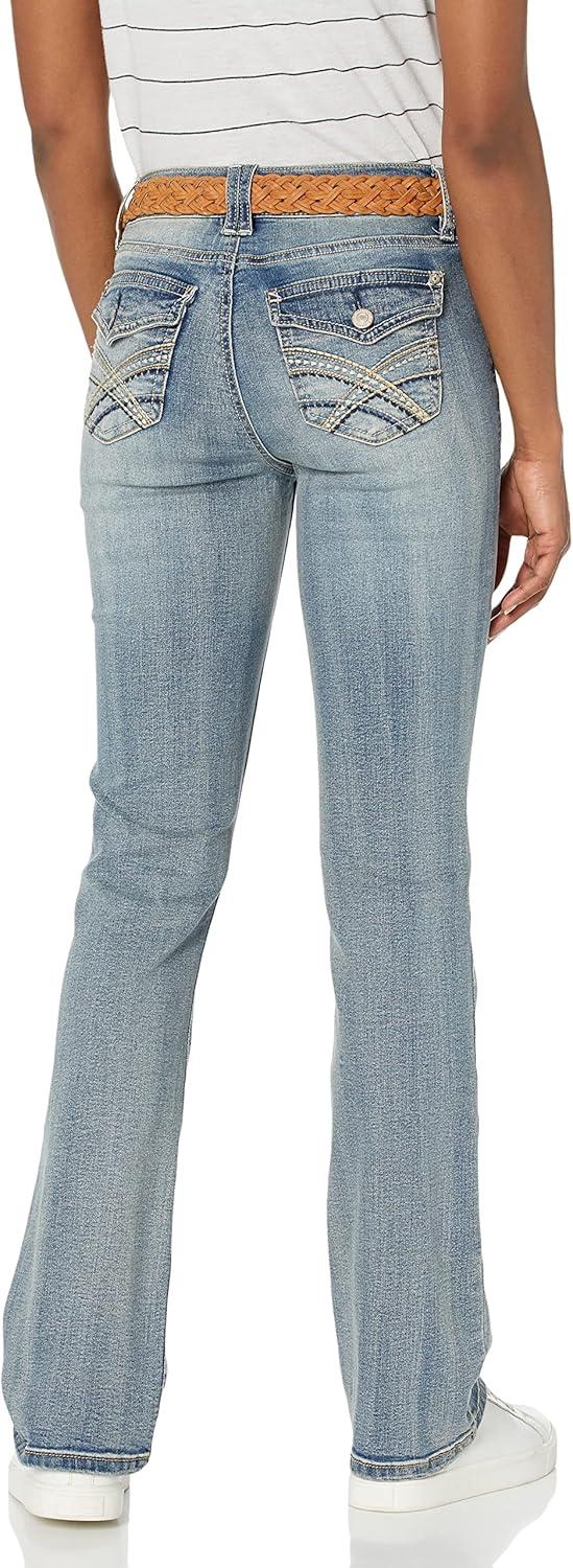 imageWallFlower Womens Legendary Slim Bootcut MidRise Belted Insta Stretch Juniors Jeans Standard and PlusTiffany