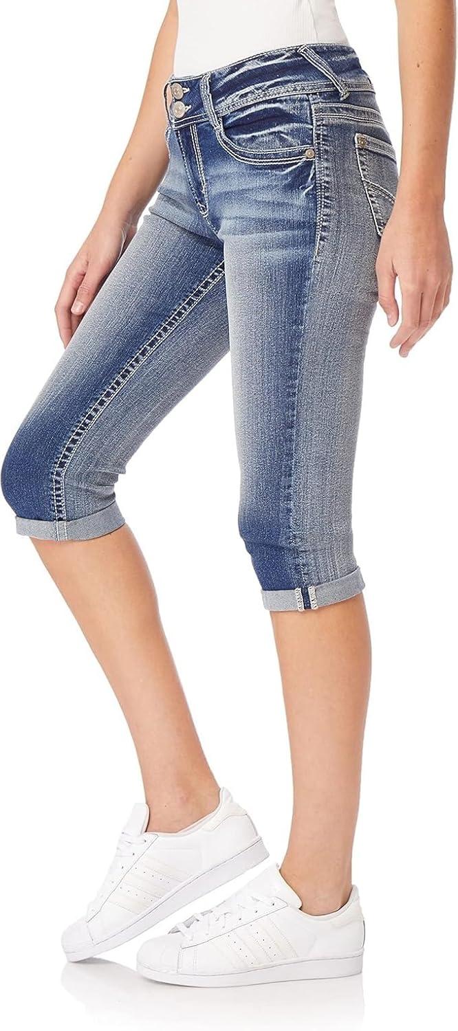 imageWallFlower Womens Luscious Curvy 17quot Capri MidRise Insta Stretch Juniors Standard and PlusJenna