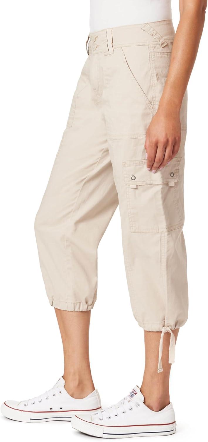 imageWallFlower Womens Luscious Curvy 22quot Straight Cargo Twill Crop Mid Rise Insta Stretch JuniorsPeyote