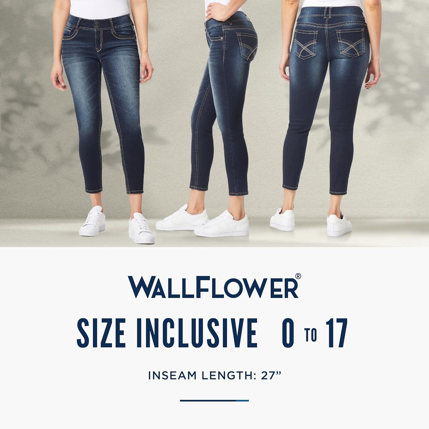 imageWallFlower Womens Luscious Curvy 27quot Ankle MidRise Insta Stretch Juniors Jeans Sizes 0 to 24Camille