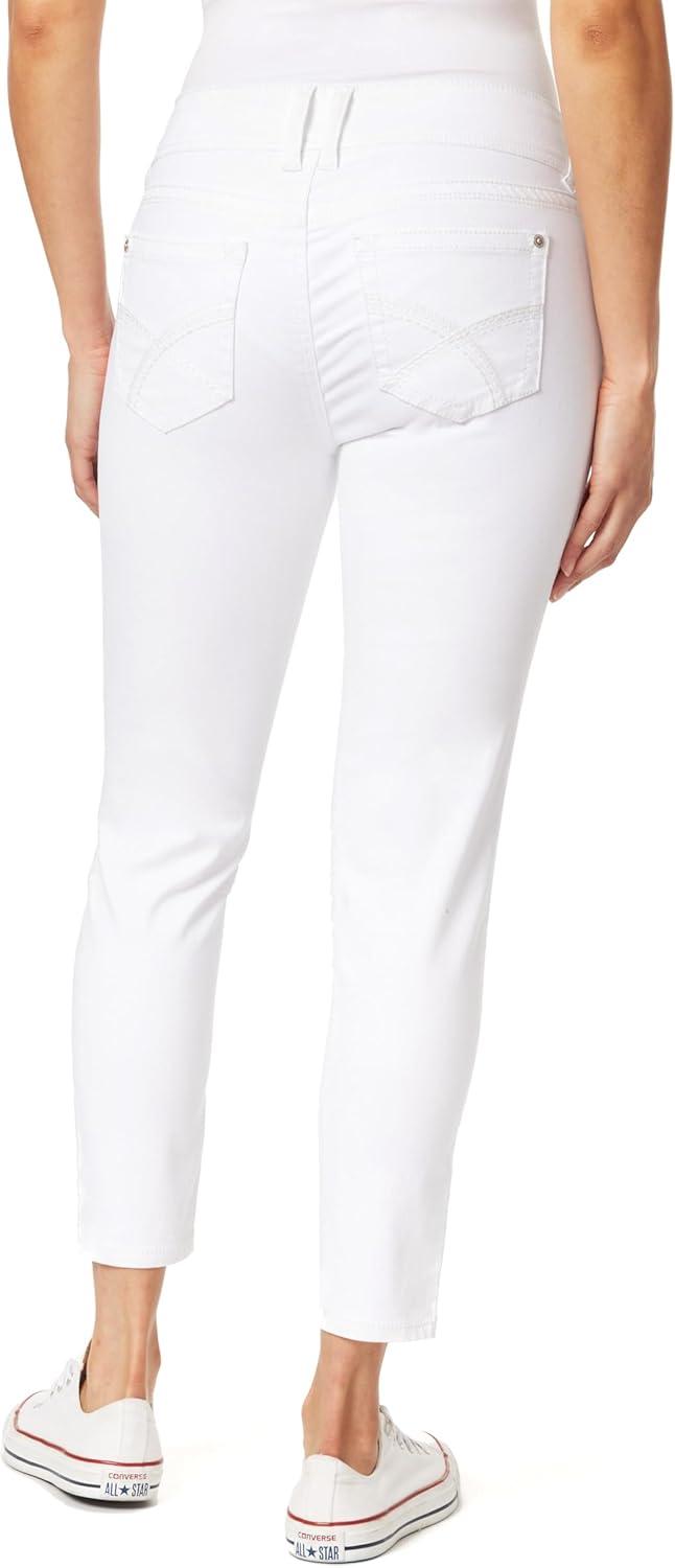 imageWallFlower Womens Luscious Curvy 27quot Ankle MidRise Insta Stretch Juniors Jeans Sizes 0 to 24White