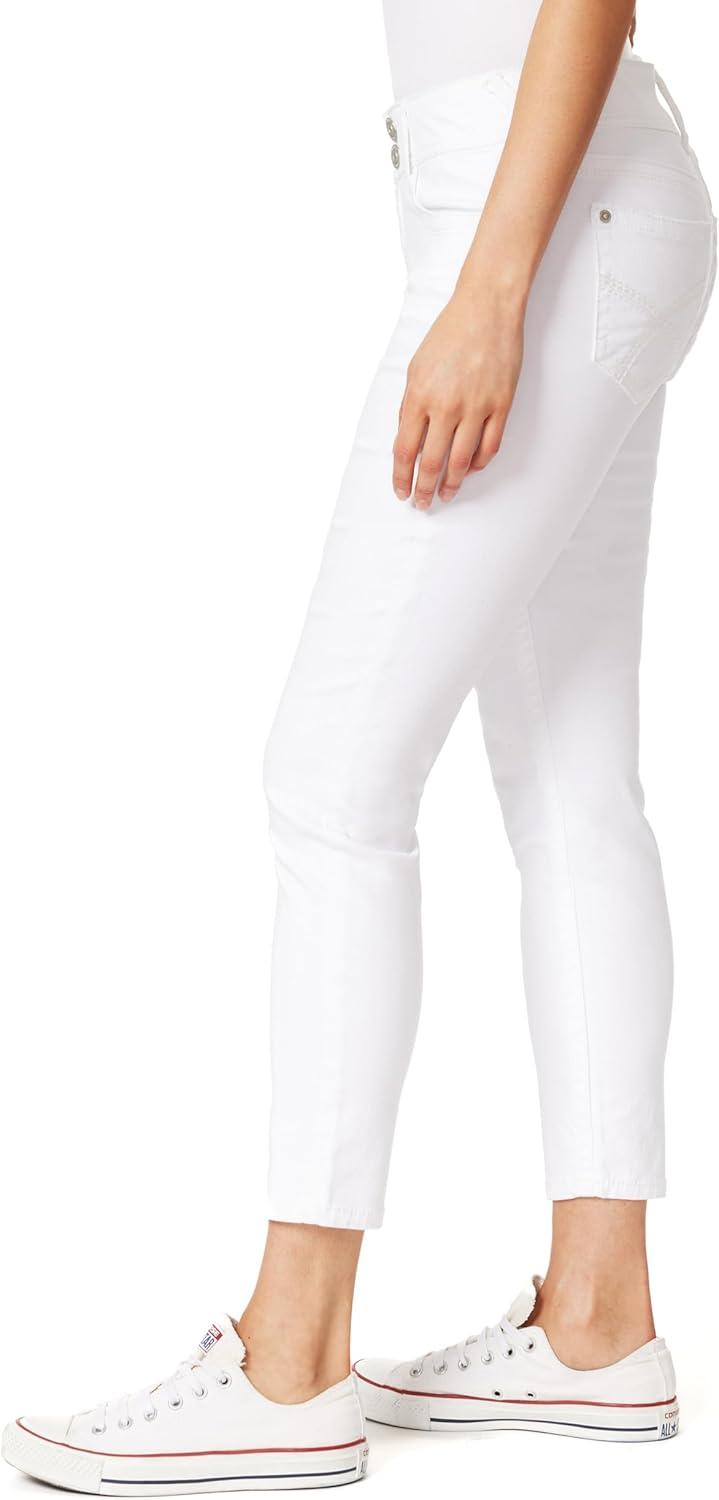 imageWallFlower Womens Luscious Curvy 27quot Ankle MidRise Insta Stretch Juniors Jeans Sizes 0 to 24White