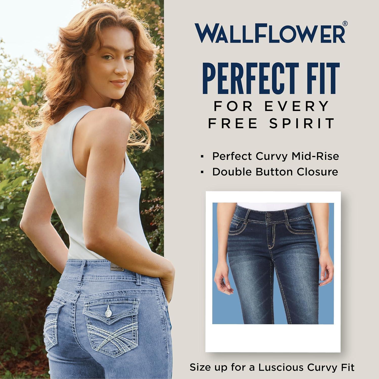 imageWallFlower Womens Luscious Curvy Ankle MidRise Insta Stretch Juniors Jeans Standard and PlusBetsy