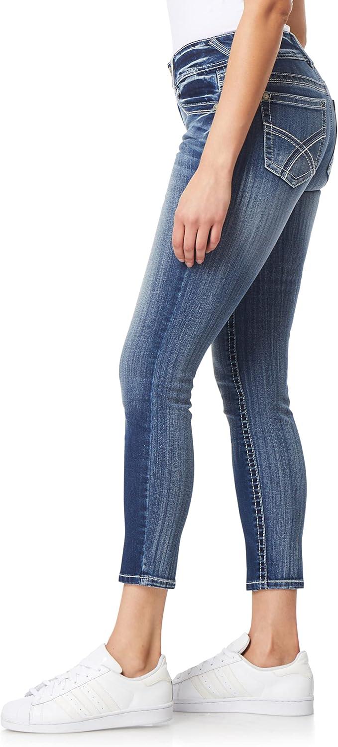 imageWallFlower Womens Luscious Curvy Ankle MidRise Insta Stretch Juniors Jeans Standard and PlusJenna