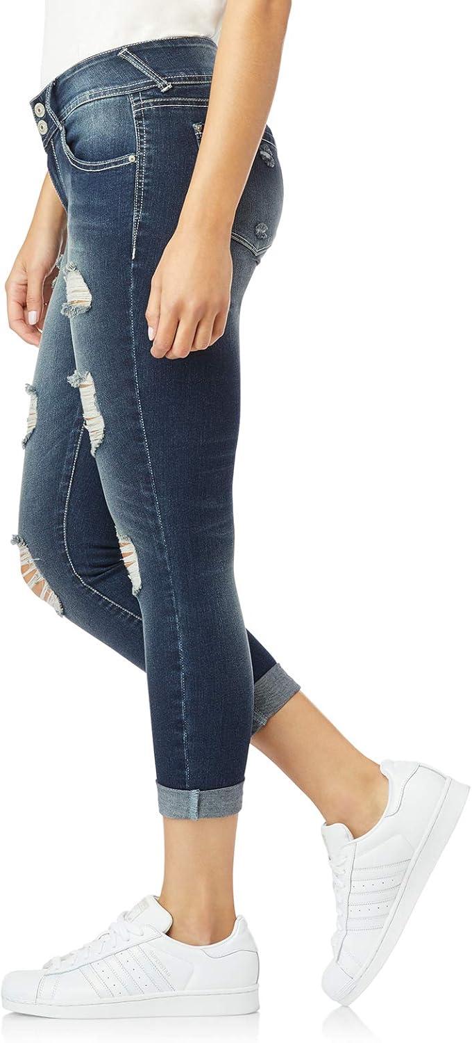 imageWallFlower Womens Luscious Curvy Ankle MidRise Insta Stretch Juniors Jeans Standard and PlusShawna