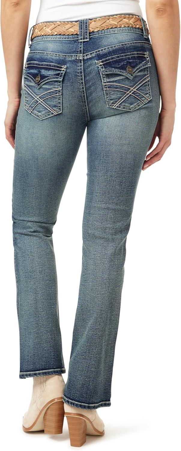 imageWallFlower Womens Luscious Curvy Belted Bootcut MidRise Insta Stretch Juniors JeansBasil