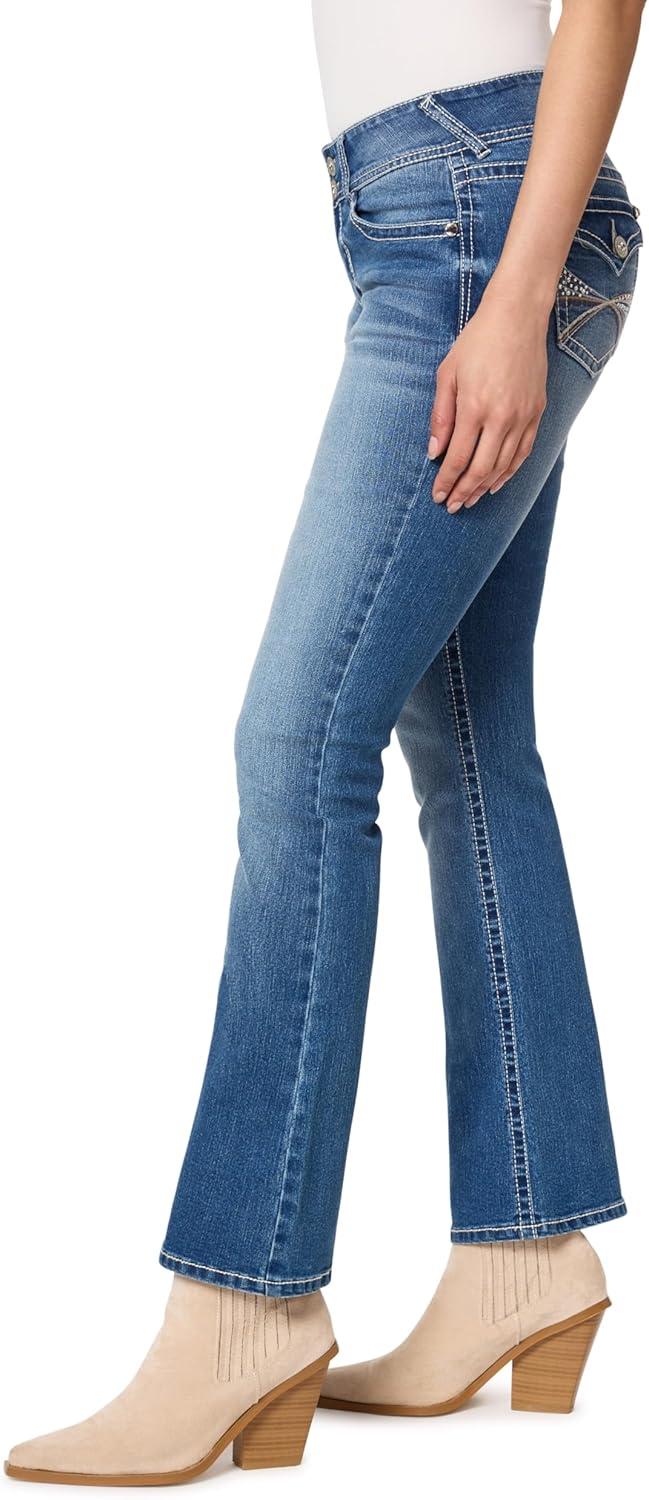 imageWallFlower Womens Luscious Curvy Bootcut MidRise Bling Insta Stretch Juniors Jeans Standard and PlusBella