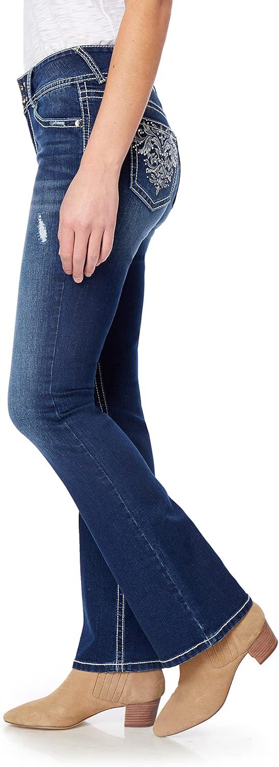 imageWallFlower Womens Luscious Curvy Bootcut MidRise Bling Insta Stretch Juniors Jeans Standard and PlusClarke