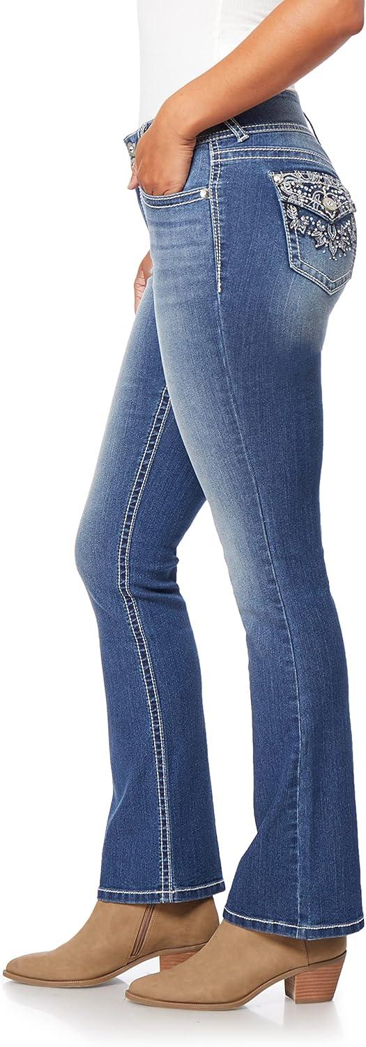 imageWallFlower Womens Luscious Curvy Bootcut MidRise Bling Insta Stretch Juniors Jeans Standard and PlusDenver