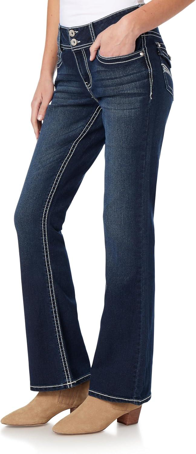 imageWallFlower Womens Luscious Curvy Bootcut MidRise Bling Insta Stretch Juniors Jeans Standard and PlusEvan