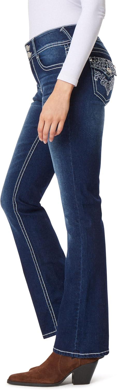 imageWallFlower Womens Luscious Curvy Bootcut MidRise Bling Insta Stretch Juniors Jeans Standard and PlusLena
