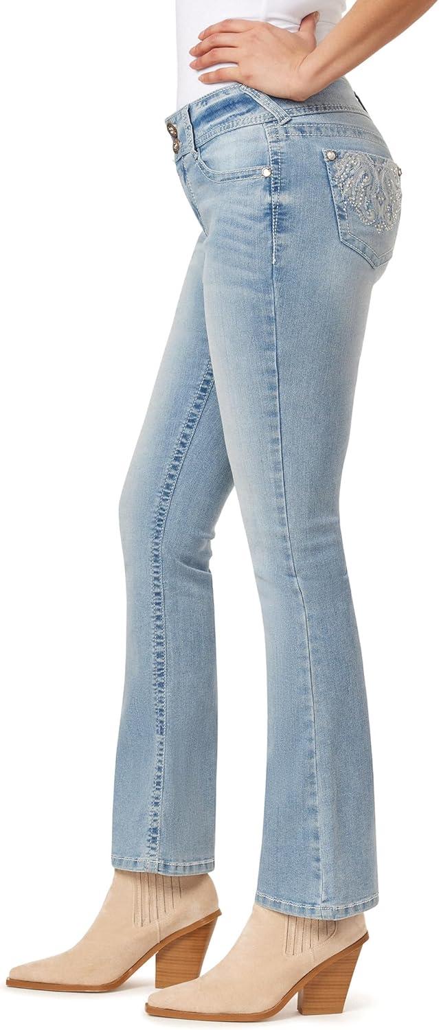 imageWallFlower Womens Luscious Curvy Bootcut MidRise Bling Insta Stretch Juniors Jeans Standard and PlusMaisy