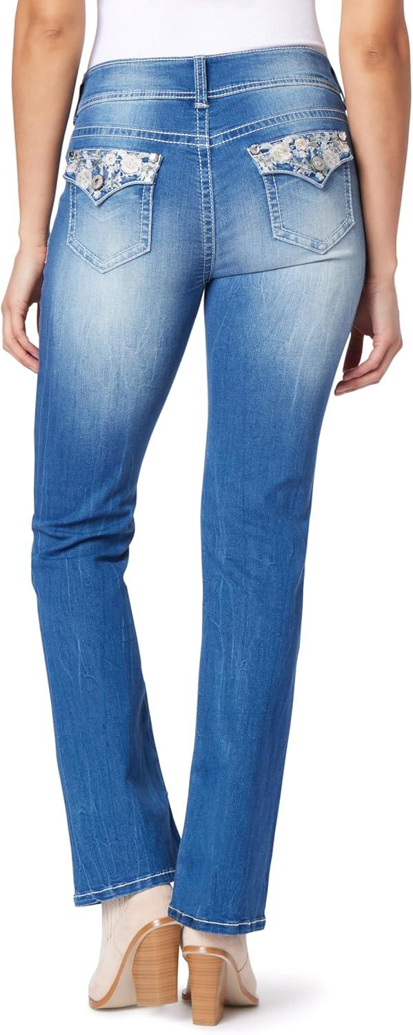 imageWallFlower Womens Luscious Curvy Bootcut MidRise Bling Insta Stretch Juniors Jeans Standard and PlusMirabelle