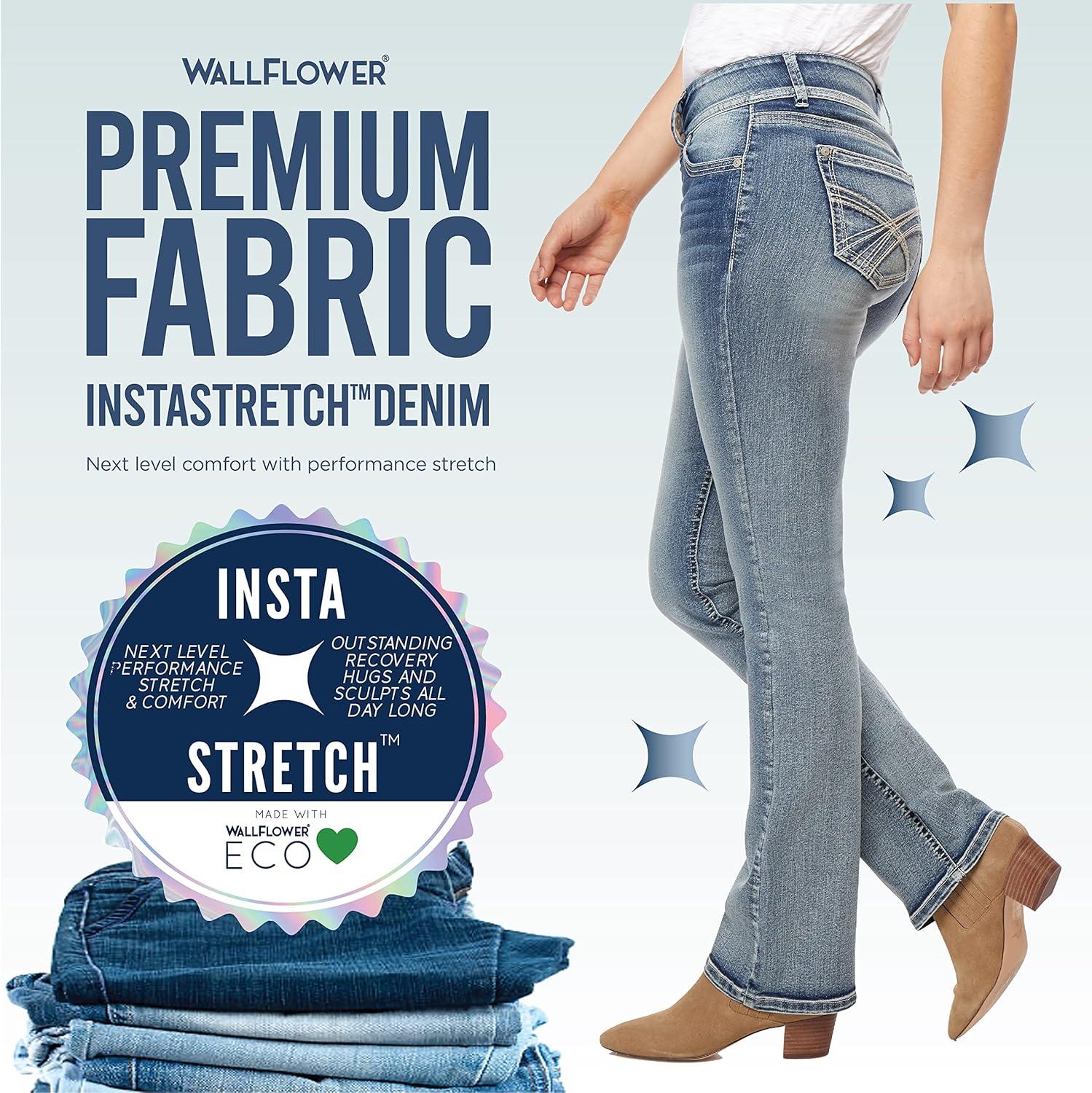 imageWallFlower Womens Luscious Curvy Bootcut MidRise Bling Insta Stretch Juniors Jeans Standard and PlusPaola