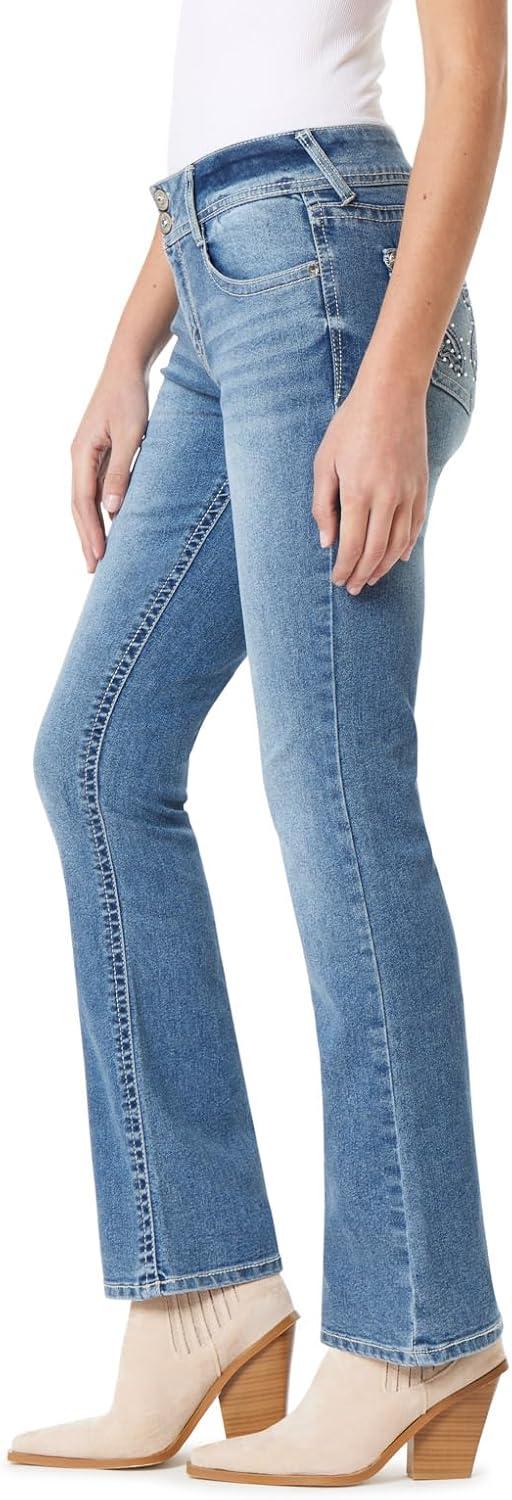 imageWallFlower Womens Luscious Curvy Bootcut MidRise Bling Insta Stretch Juniors Jeans Standard and PlusRyan