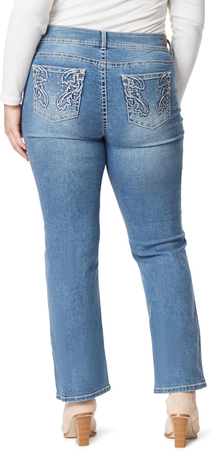 imageWallFlower Womens Luscious Curvy Bootcut MidRise Bling Insta Stretch Juniors Jeans Standard and PlusRyan