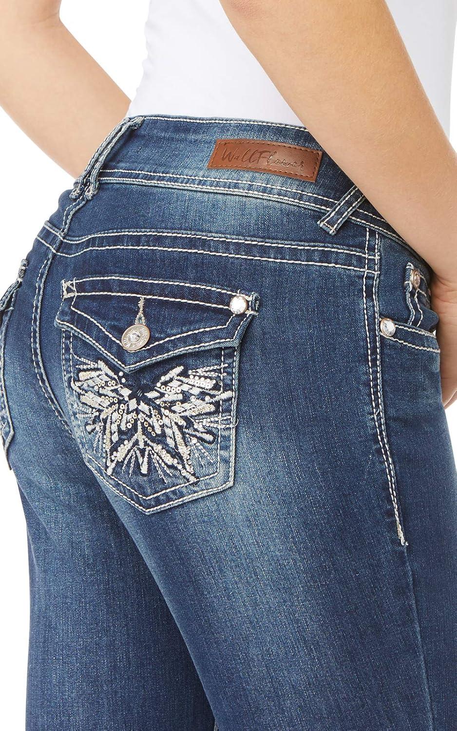 imageWallFlower Womens Luscious Curvy Bootcut MidRise Bling Insta Stretch Juniors Jeans Standard and PlusTwinkle