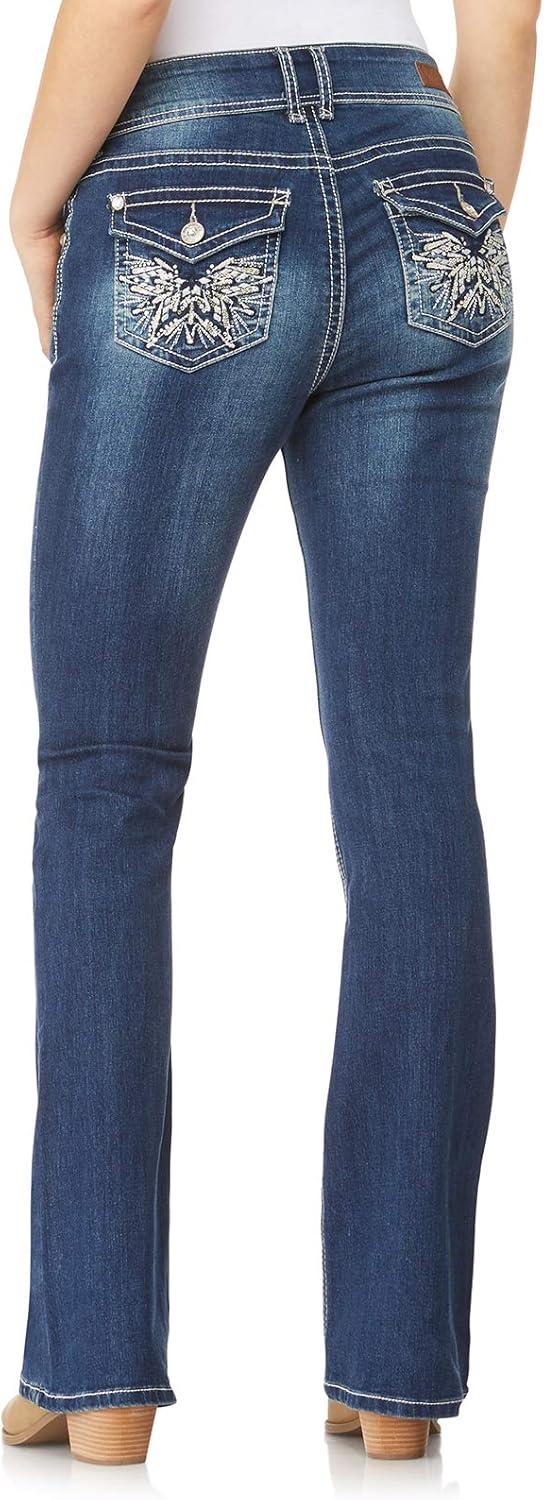 imageWallFlower Womens Luscious Curvy Bootcut MidRise Bling Insta Stretch Juniors Jeans Standard and PlusTwinkle