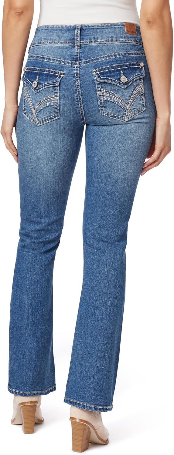 imageWallFlower Womens Luscious Curvy Bootcut MidRise Bling Insta Stretch Juniors Jeans Standard and PlusVeronica Pure