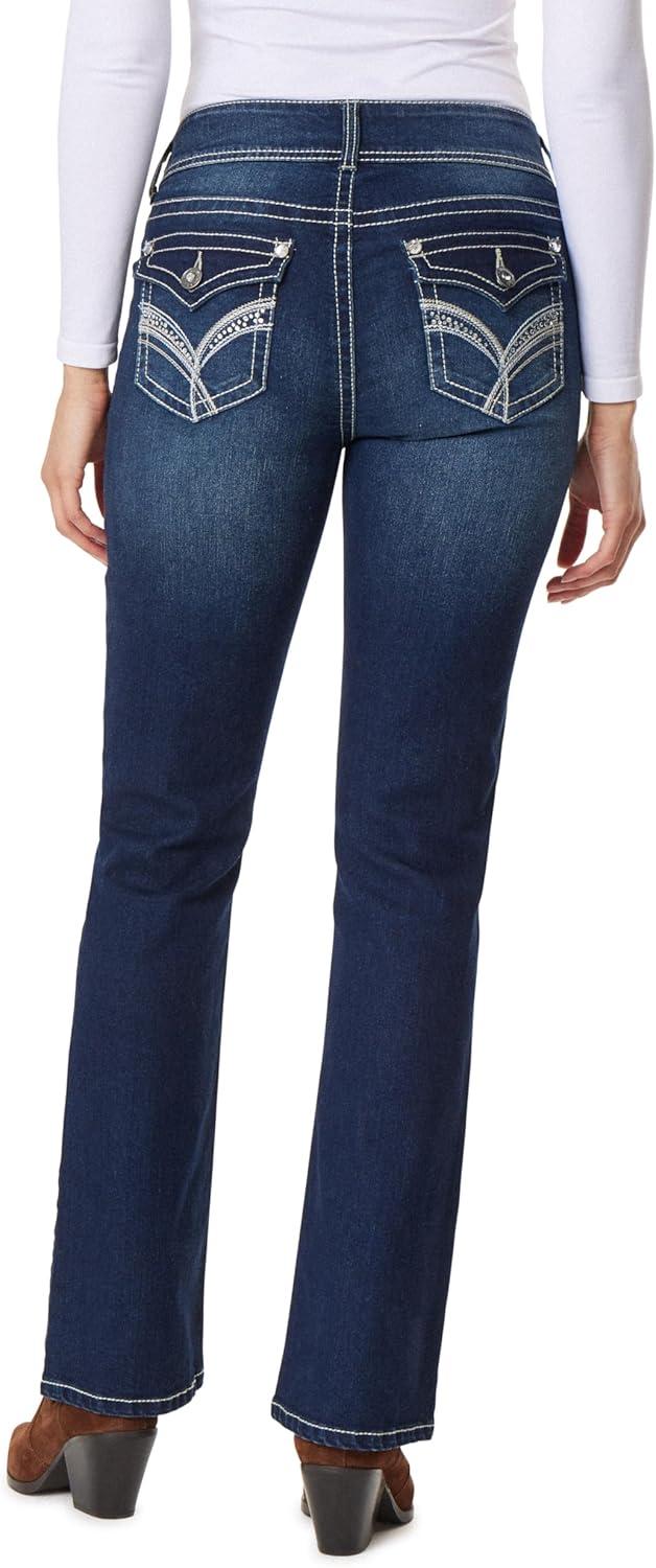 imageWallFlower Womens Luscious Curvy Bootcut MidRise Bling Insta Stretch Juniors Jeans Standard and PlusVici