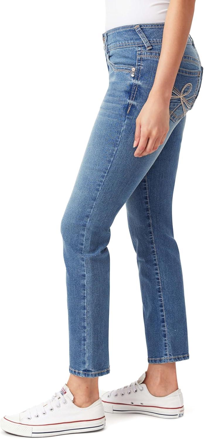 imageWallFlower Womens Luscious Curvy Straight 29quot MidRise Insta Stretch Juniors JeansShaina