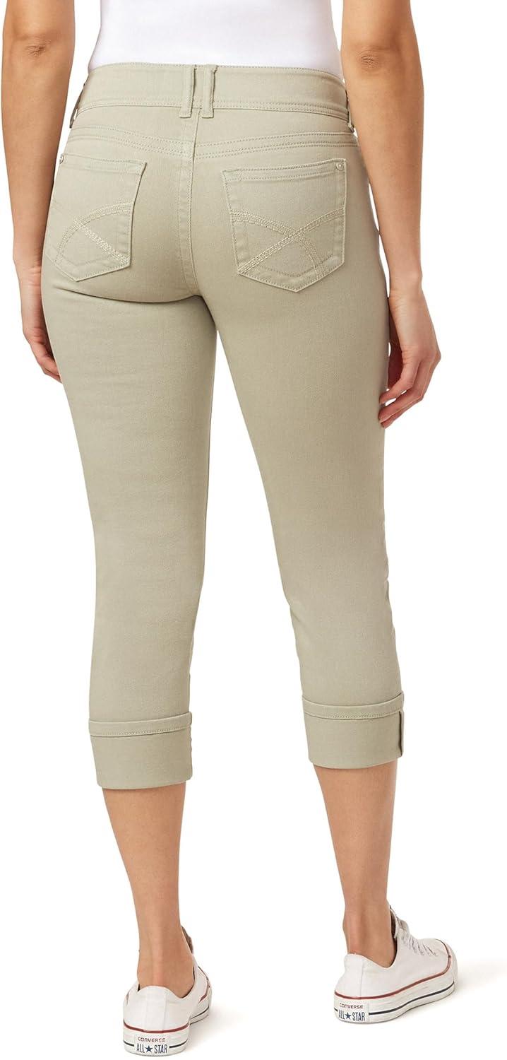 imageWallFlower Womens Luscious Curvy Twill 235 Crop MidRise Juniors Available in PlusSoft Olive