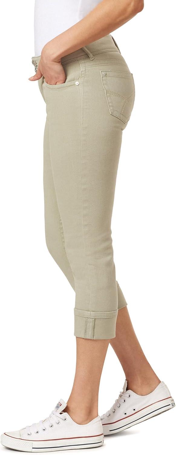 imageWallFlower Womens Luscious Curvy Twill 235 Crop MidRise Juniors Available in PlusSoft Olive