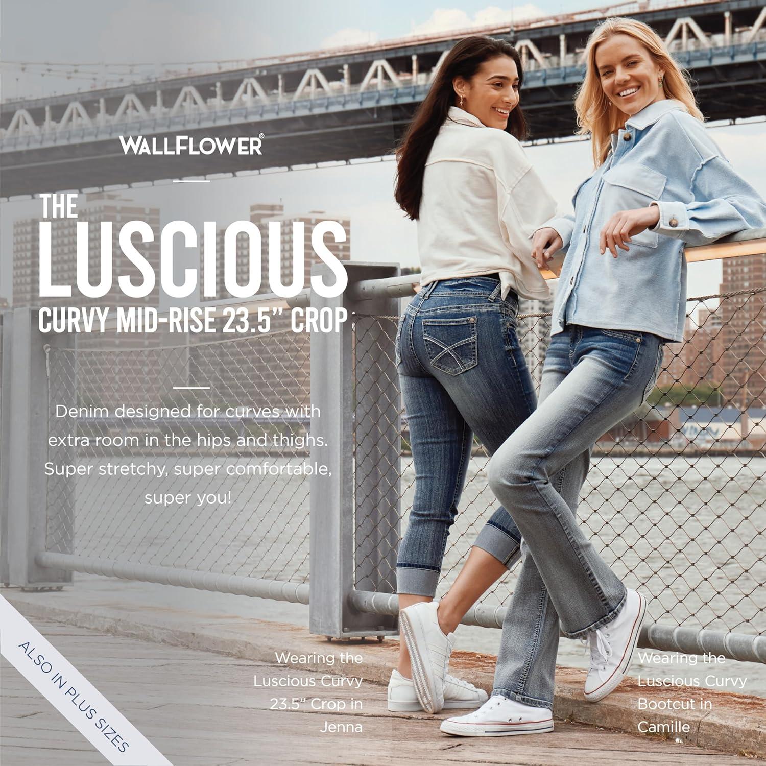 imageWallFlower Womens Luscious Curvy Twill 235 Crop MidRise Juniors Available in PlusSoft Olive