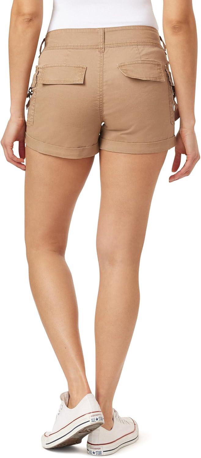 imageWallFlower Womens Luscious Curvy Twill Cargo Shorts 3quot MidRise Insta Stretch JuniorsPampas