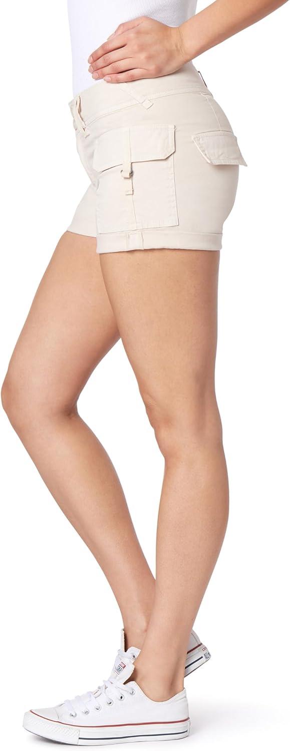imageWallFlower Womens Luscious Curvy Twill Cargo Shorts 3quot MidRise Insta Stretch JuniorsStone