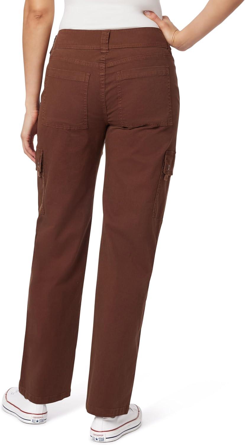 imageWallFlower Womens Luscious Curvy Twill Relaxed Cargo Straight Mid Rise Insta Stretch Juniors PantsCarafe