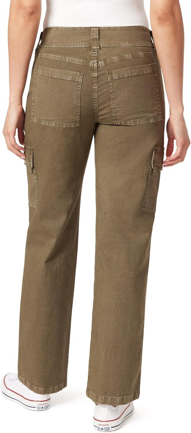 imageWallFlower Womens Luscious Curvy Twill Relaxed Cargo Straight Mid Rise Insta Stretch Juniors PantsSea Turtle