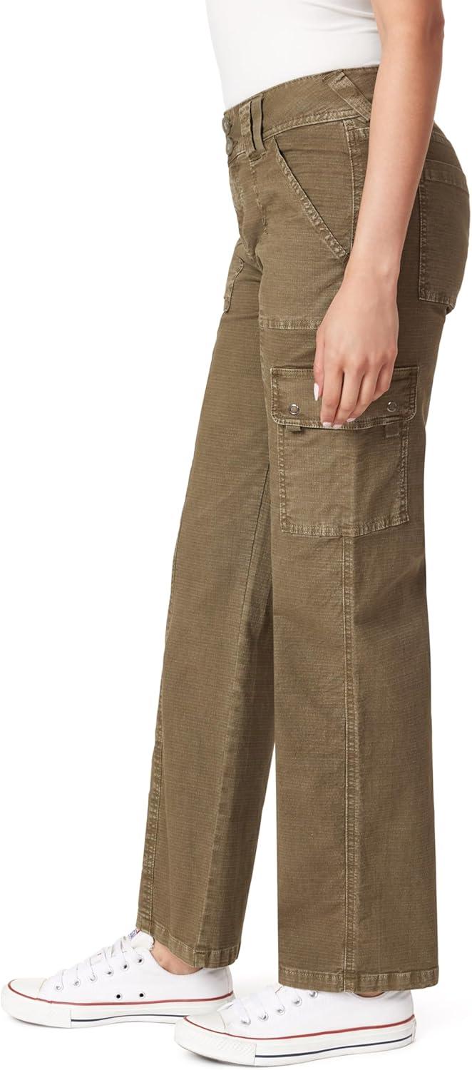 imageWallFlower Womens Luscious Curvy Twill Relaxed Cargo Straight Mid Rise Insta Stretch Juniors PantsSea Turtle
