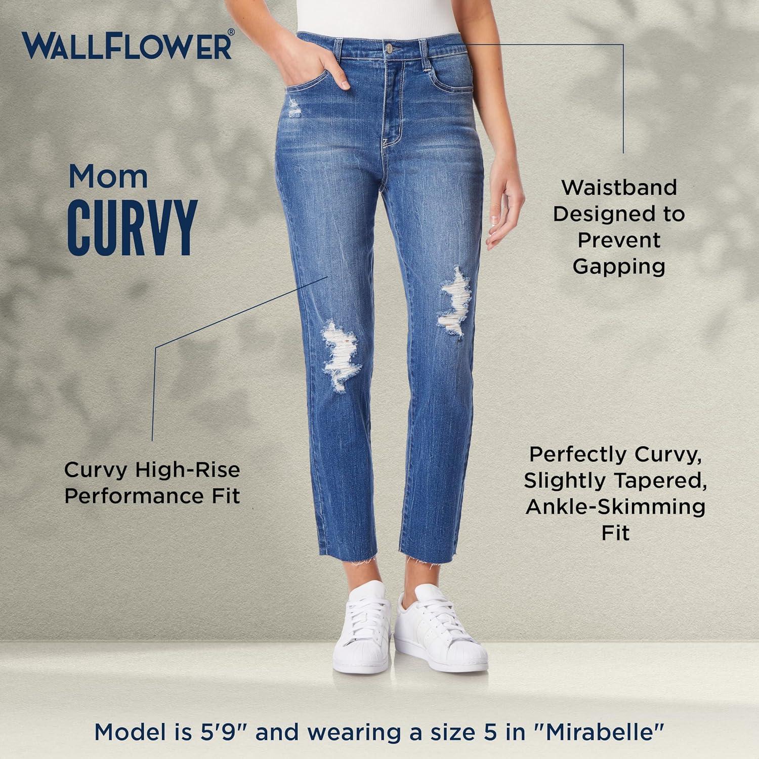 imageWallFlower Womens Mom Curvy Ankle Denim HighRise Insta Stretch Juniors JeansMirabelle