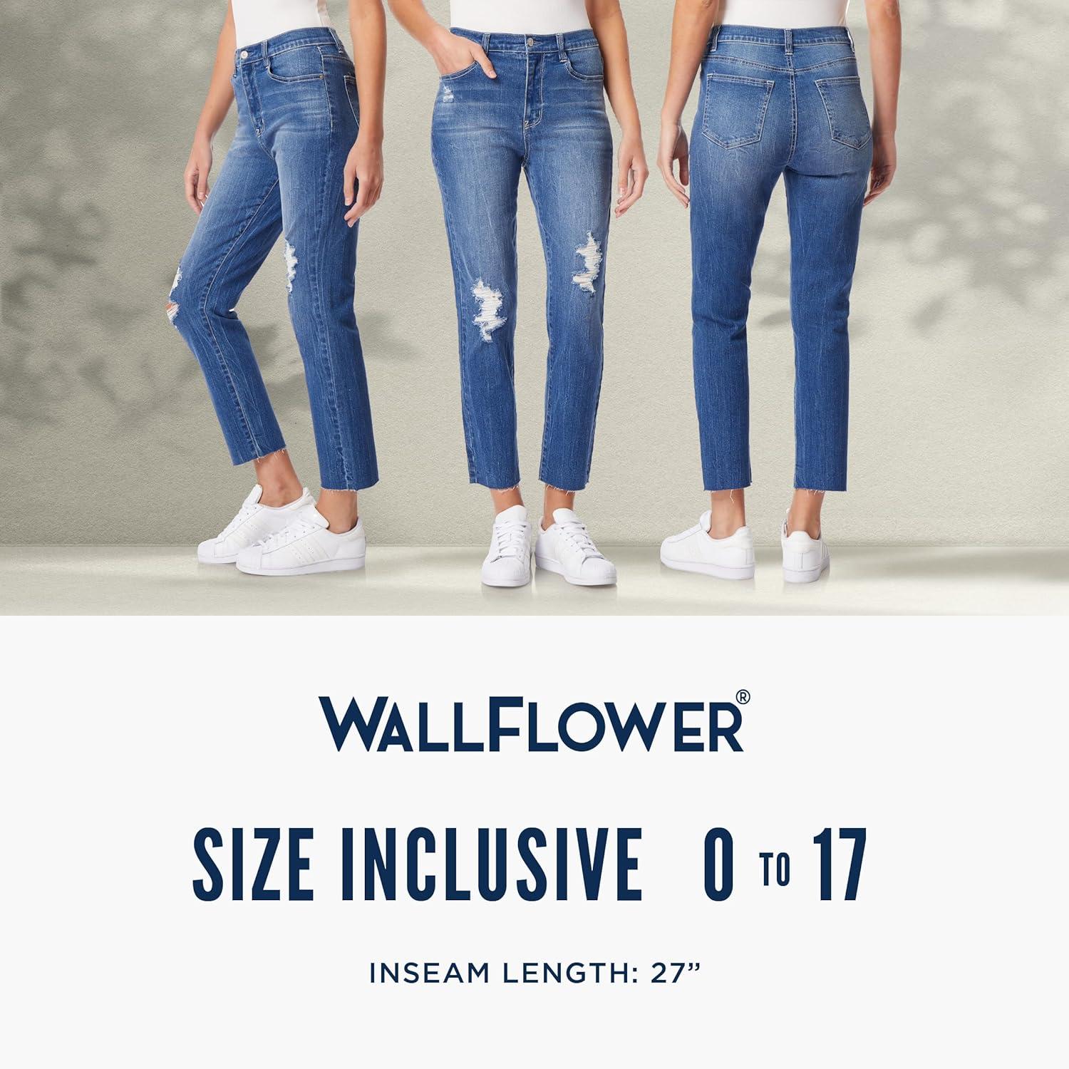 imageWallFlower Womens Mom Curvy Ankle Denim HighRise Insta Stretch Juniors JeansMirabelle