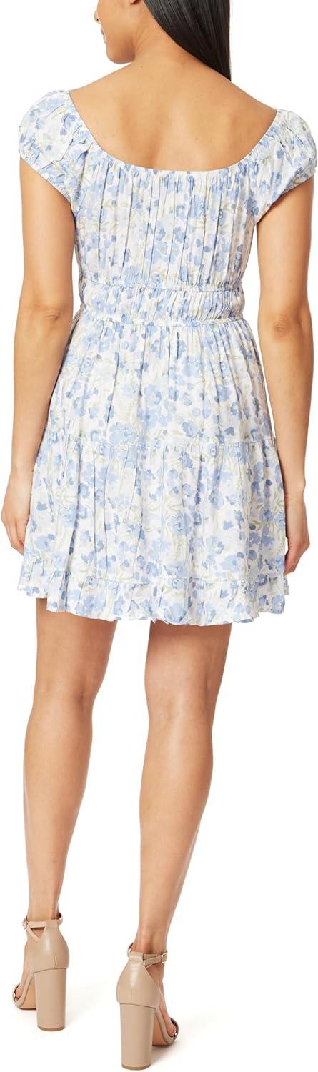 imageWallFlower Womens Nikki Rayon Challis Prairie Mini DressBlue Floral