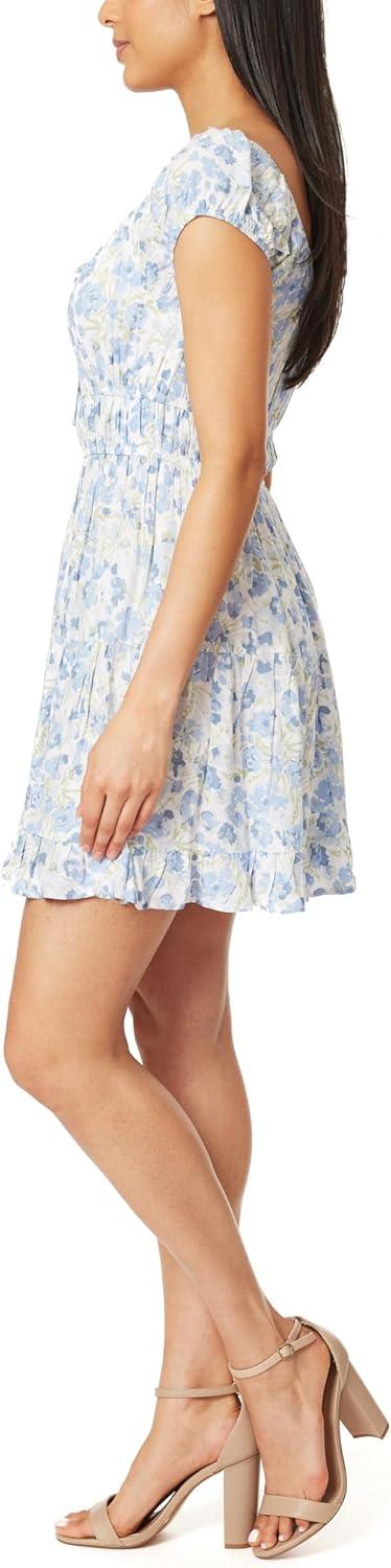 imageWallFlower Womens Nikki Rayon Challis Prairie Mini DressBlue Floral