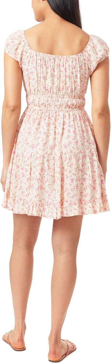 imageWallFlower Womens Nikki Rayon Challis Prairie Mini DressWhite Ditsy