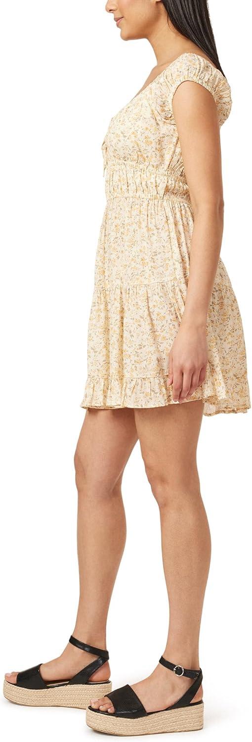 imageWallFlower Womens Nikki Rayon Challis Prairie Mini DressYellow Ditsy Floral