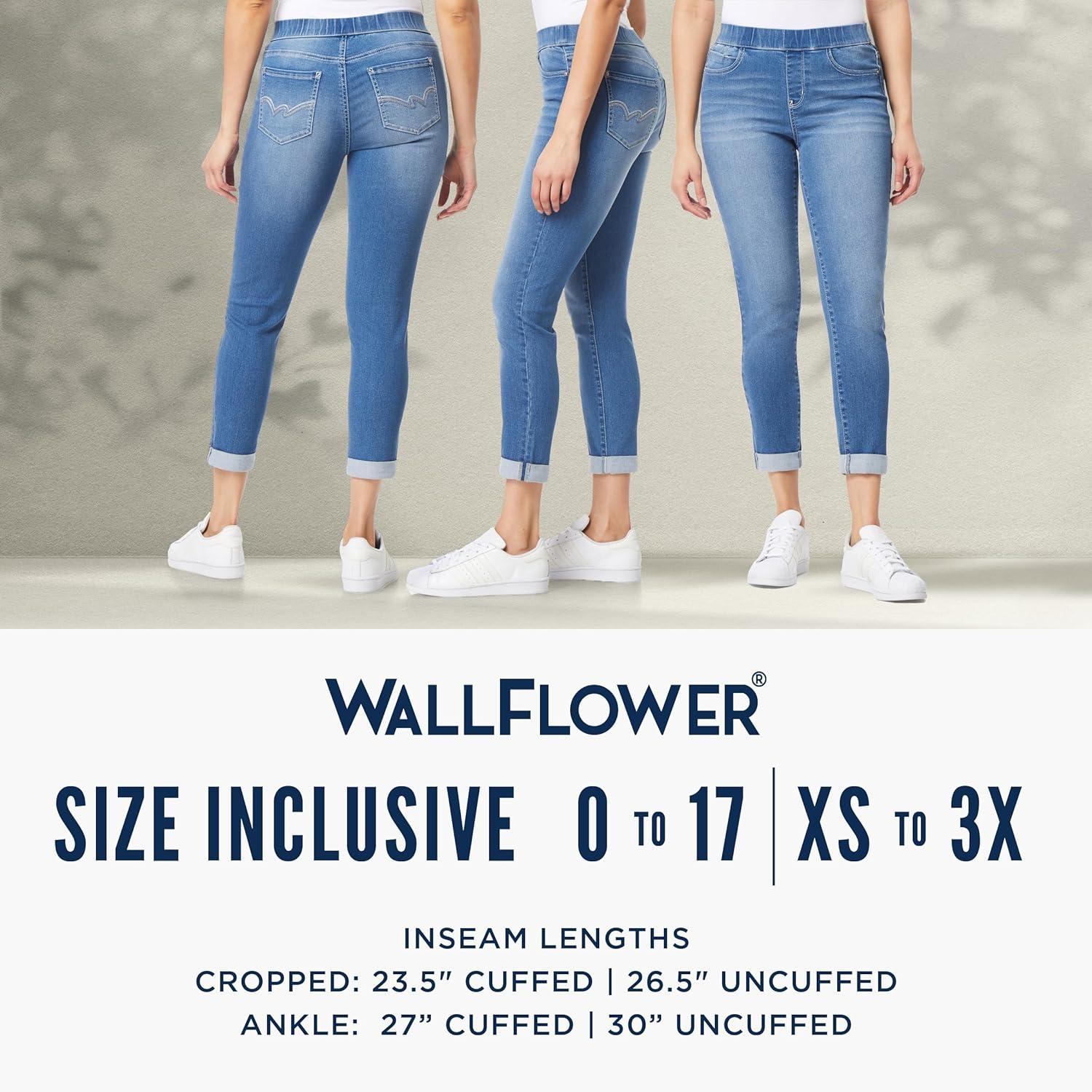 imageWallFlower Womens Pull on Denim Crop and Ankle HighRise Insta Soft Juniors Jeans Available in Plus SizeLake Ankle