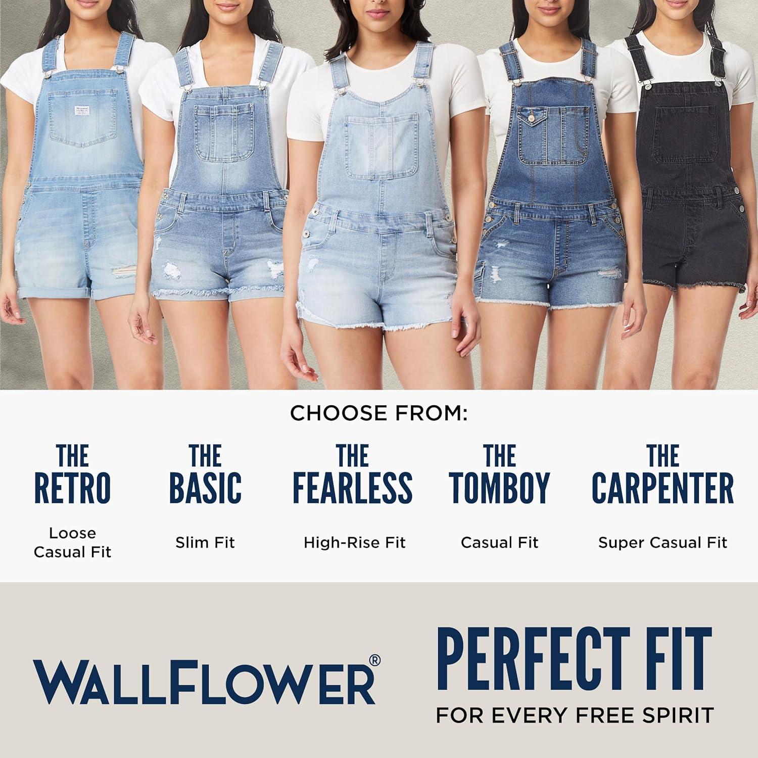 imageWallFlower Womens Shortalls Juniors Standard and PlusLt Carbon Carpenter