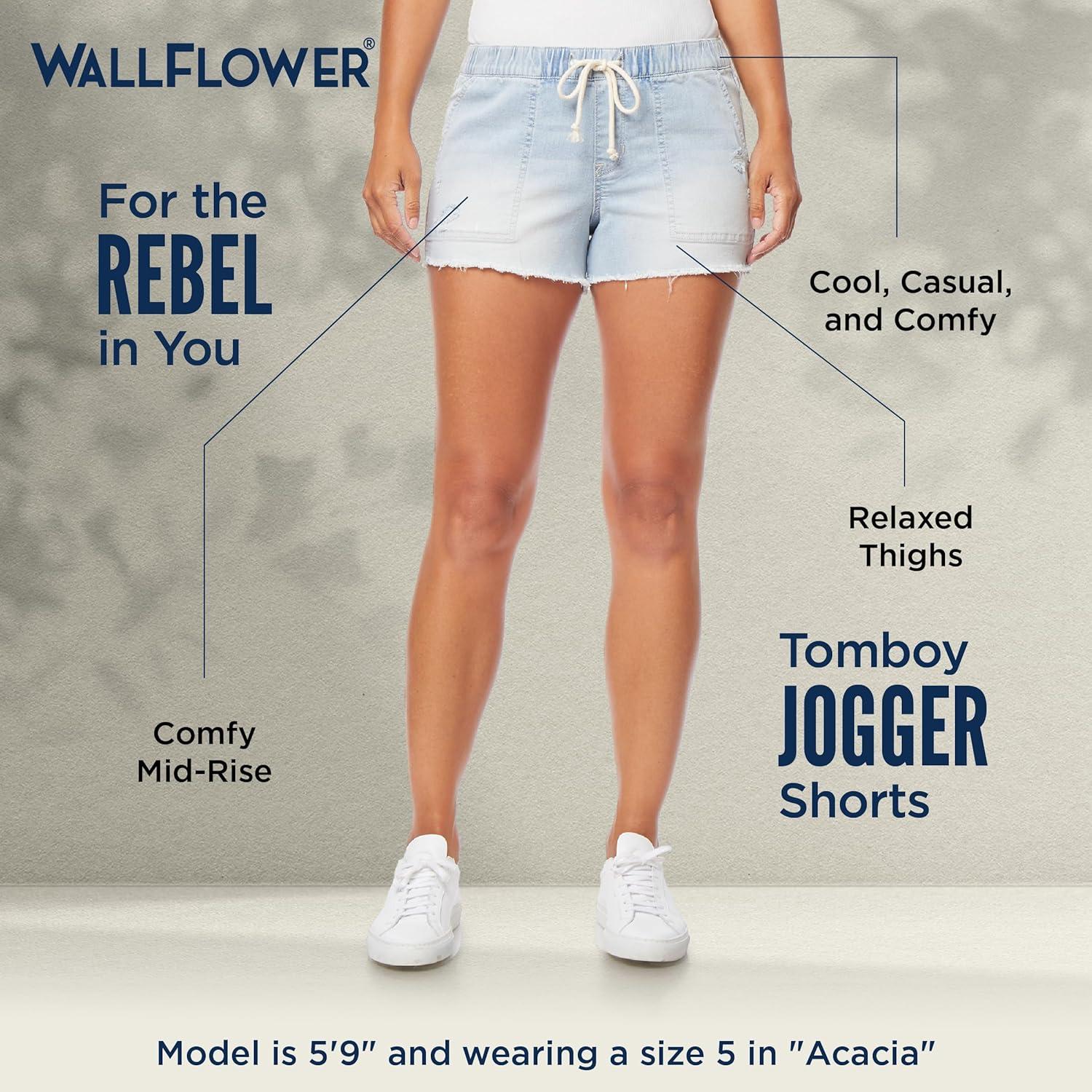 imageWallFlower Womens Tomboy Jogger Shorts Denim MidRise Insta Stretch JuniorsGracelyn
