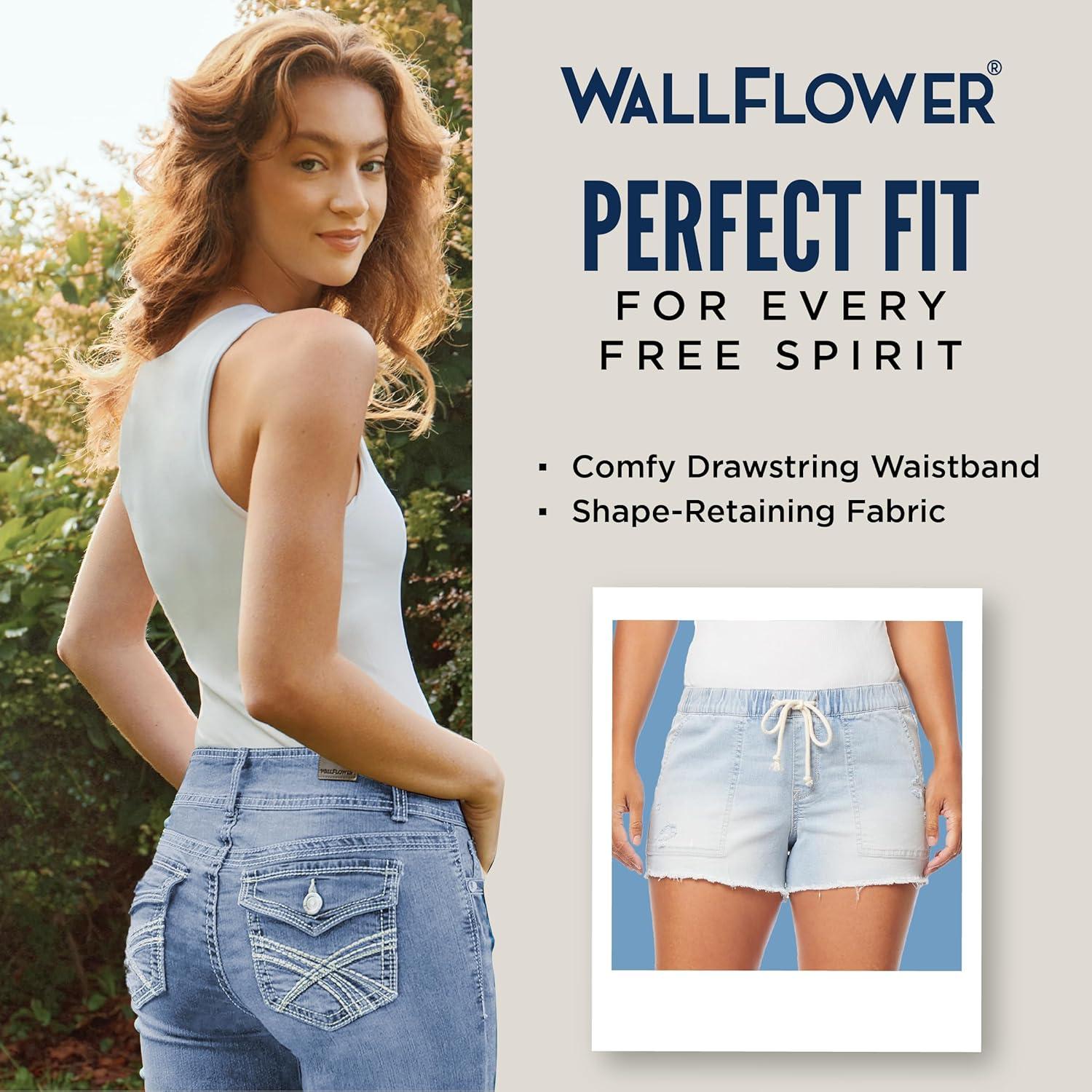 imageWallFlower Womens Tomboy Jogger Shorts Denim MidRise Insta Stretch JuniorsJolie