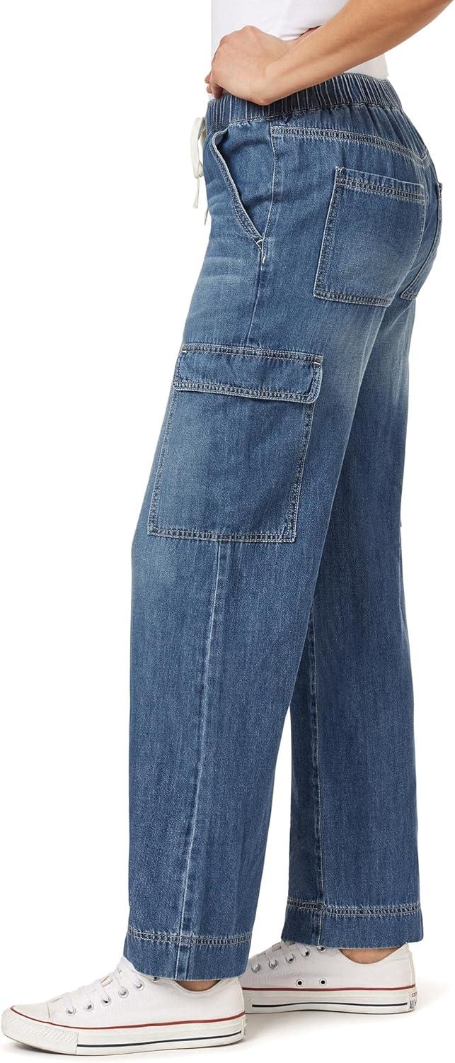 imageWallFlower Womens Tomboy Relaxed Cargo Denim MidRise Insta Stretch Juniors JeansJaylene